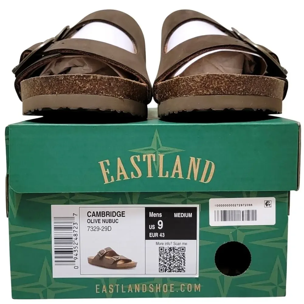 Eastland Men Cambridge Slip On Footbed Sandals Size US 9M Olive Nubuck Leather